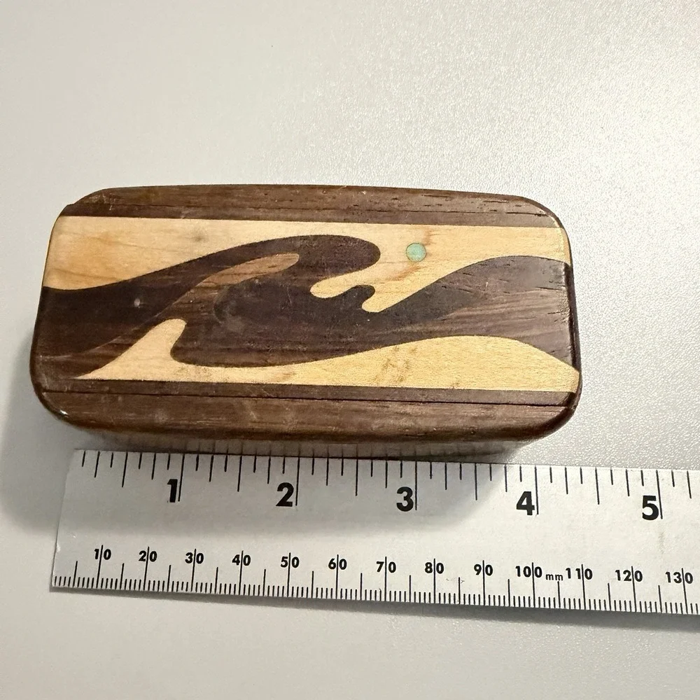 Heartwood Creations Wave Marquetry Secret Box Custom Wooden Jewelry Box